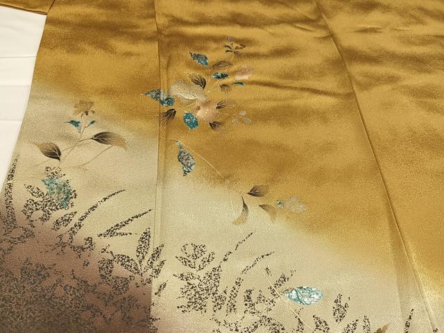 平和屋着物●訪問着　枝花文　暈し染め　金銀彩　正絹　逸品　AABB7260ph