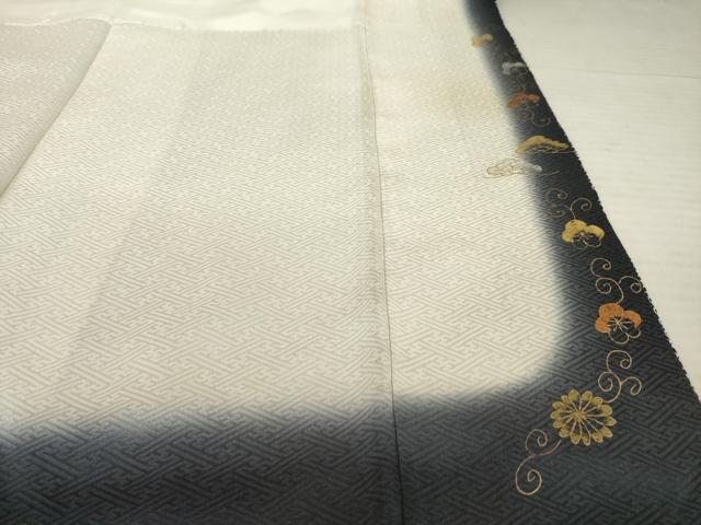 平和屋着物●訪問着　絞り　松竹梅　黒地　金彩　正絹　逸品　AABB7288ck