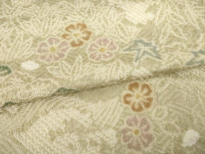 平和屋着物●上質な小紋　絞り　流水花文　楓　松　正絹　逸品　未使用　AABB7294ck