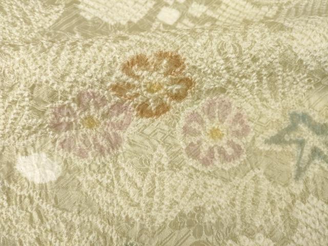平和屋着物●上質な小紋　絞り　流水花文　楓　松　正絹　逸品　未使用　AABB7294ck