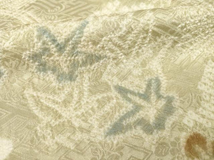 平和屋着物●上質な小紋　絞り　流水花文　楓　松　正絹　逸品　未使用　AABB7294ck