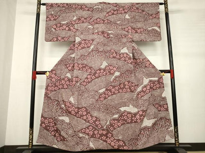 平和屋着物●訪問着　総絞り　道長花文　正絹　逸品　AABB7307ck