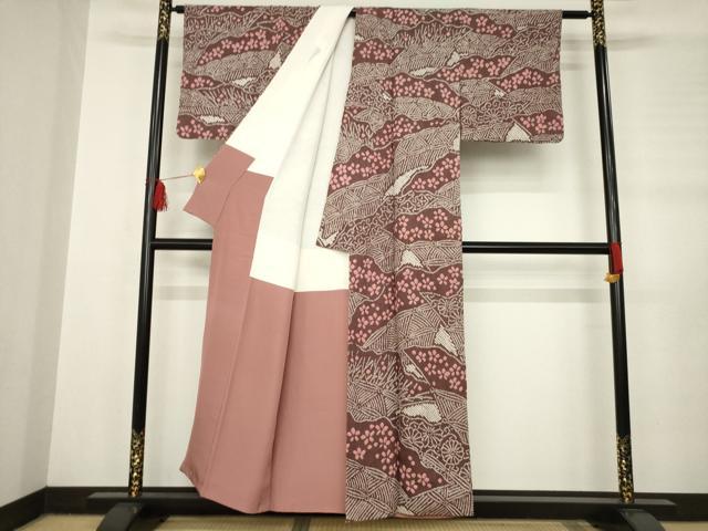 平和屋着物●訪問着　総絞り　道長花文　正絹　逸品　AABB7307ck