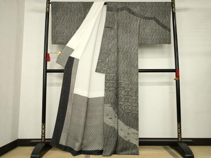 平和屋着物●二代目 川村久太郎 訪問着 江戸小紋 蓑鳳凰 黒地 正絹 逸品 AABB7323ck