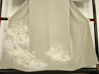 平和屋着物●訪問着 友禅 風景花籬文 正絹 逸品 AABB7338ck