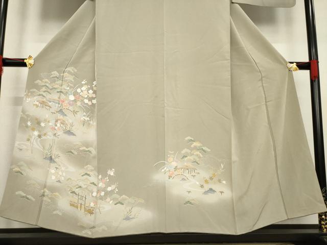 平和屋着物●訪問着 友禅 風景花籬文 正絹 逸品 AABB7338ck