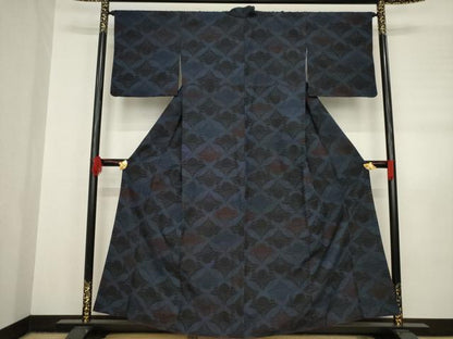 平和屋着物●結城紬　花尽くし　正絹　逸品　AABB7341ck