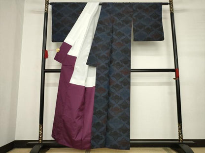 平和屋着物●結城紬　花尽くし　正絹　逸品　AABB7341ck