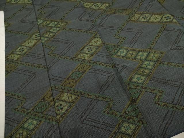 平和屋着物●本場大島紬 一元7マルキ 幾何学花菱文 正絹 逸品 AABB7344ck