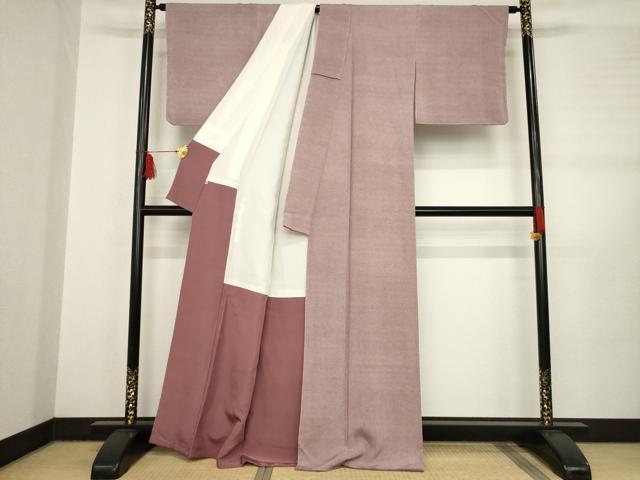 平和屋着物●彫：町谷弘之　染：清水峯州　江戸小紋　極小鮫小紋柄　鬼しぼ縮緬　西武百貨店扱い　正絹　逸品　AABB7345ck