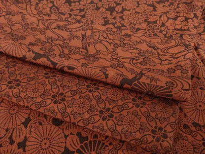 平和屋着物●上質な小紋 型染め 横段花文 正絹 逸品 AABB7357ck