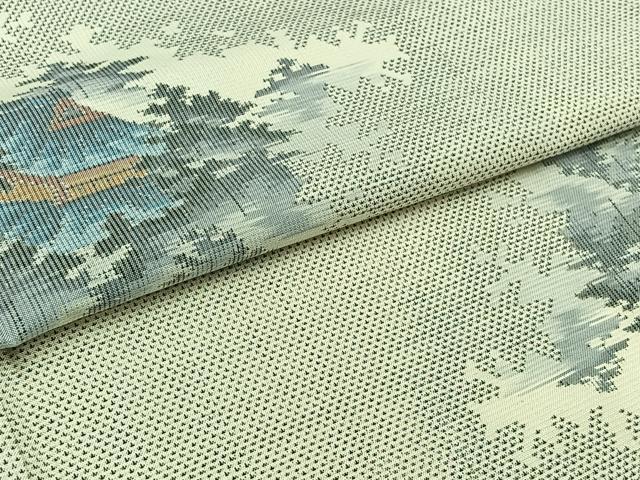 平和屋着物▽本場大島紬 白大島 単衣 9マルキ 風景文 証紙付き 正絹 逸品 AABB7723jh
