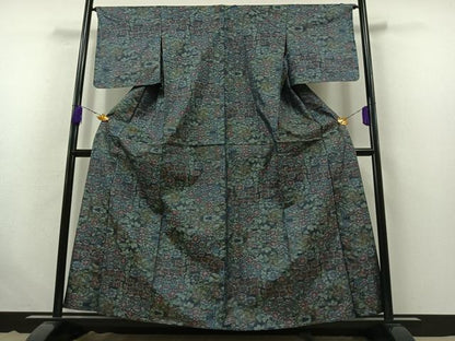 平和屋着物▽本場大島紬 単衣 草花文 正絹 逸品 AABB7724jh