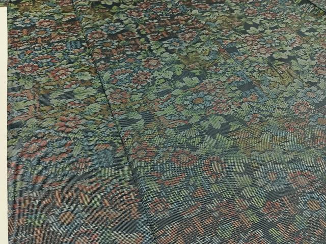 平和屋着物▽本場大島紬 単衣 草花文 正絹 逸品 AABB7724jh