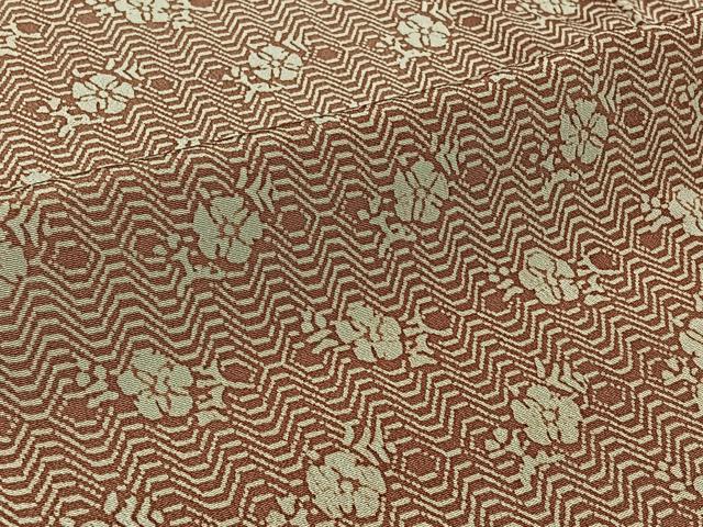 平和屋着物▽上質な小紋 単衣 型染め 草花文 鬼しぼ縮緬 正絹 逸品 AABB7726jh