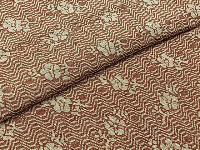 平和屋着物▽上質な小紋 単衣 型染め 草花文 鬼しぼ縮緬 正絹 逸品 AABB7726jh