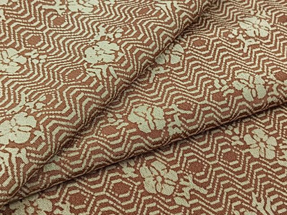平和屋着物▽上質な小紋 単衣 型染め 草花文 鬼しぼ縮緬 正絹 逸品 AABB7726jh