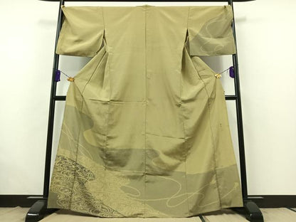 平和屋着物▽藤倉守正 訪問着 本塩沢 単衣 流水文 正絹 逸品 AABB7728jh