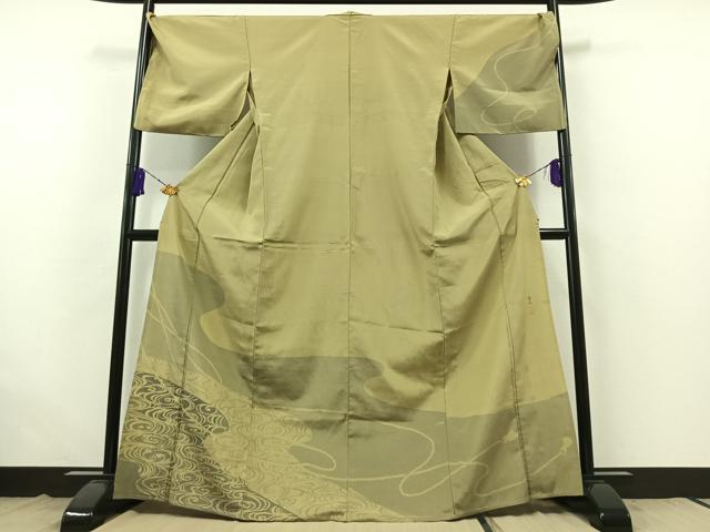 平和屋着物▽藤倉守正 訪問着 本塩沢 単衣 流水文 正絹 逸品 AABB7728jh