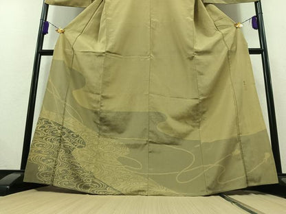平和屋着物▽藤倉守正 訪問着 本塩沢 単衣 流水文 正絹 逸品 AABB7728jh