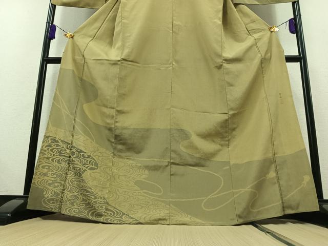 平和屋着物▽藤倉守正 訪問着 本塩沢 単衣 流水文 正絹 逸品 AABB7728jh