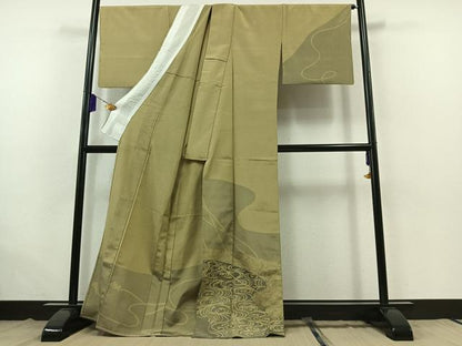 平和屋着物▽藤倉守正 訪問着 本塩沢 単衣 流水文 正絹 逸品 AABB7728jh