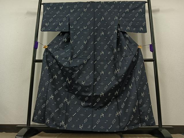 平和屋着物▽本場琉球絣 単衣 正絹 逸品 AABB7733jh