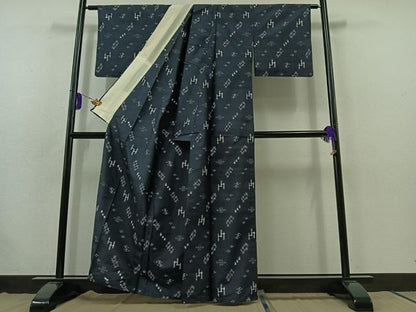 平和屋着物▽本場琉球絣 単衣 正絹 逸品 AABB7733jh
