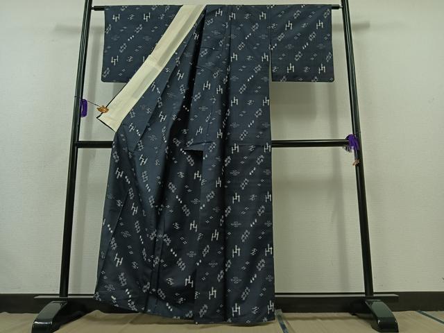 平和屋着物▽本場琉球絣 単衣 正絹 逸品 AABB7733jh