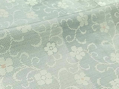 平和屋着物▽本場大島紬 白大島 単衣 花唐草文 藤絹織物謹製 正絹 逸品 AABB7734jh