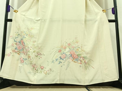 平和屋着物▽訪問着 単衣 友禅 花車文 正絹 逸品 AABB7739jh
