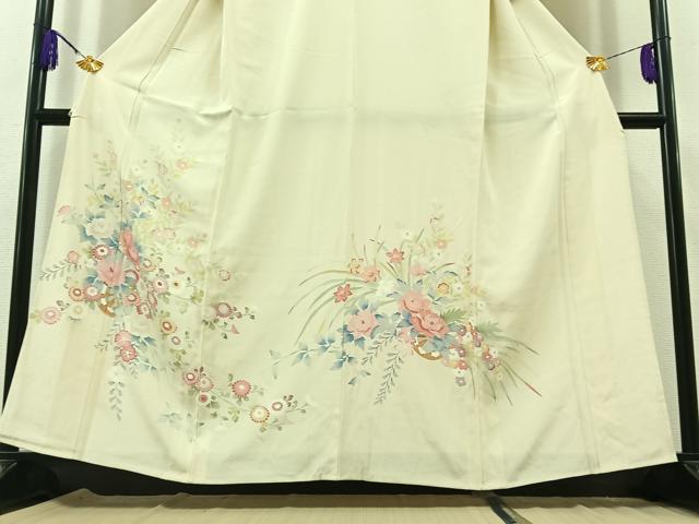 平和屋着物▽訪問着 単衣 友禅 花車文 正絹 逸品 AABB7739jh