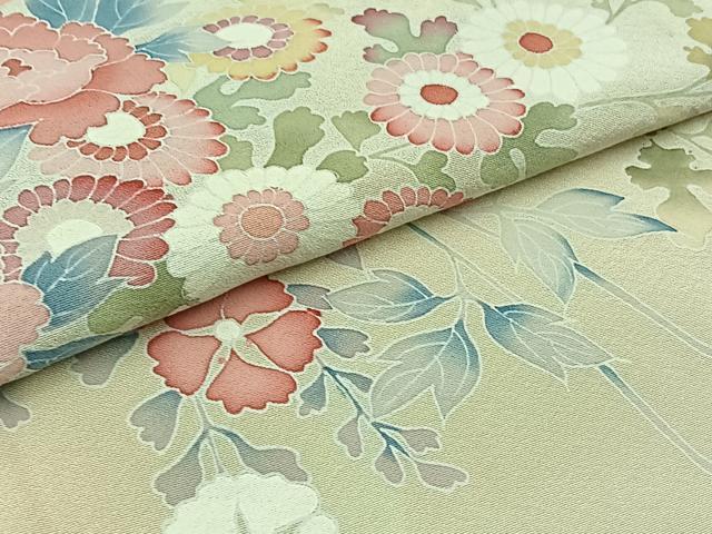 平和屋着物▽訪問着 単衣 友禅 花車文 正絹 逸品 AABB7739jh