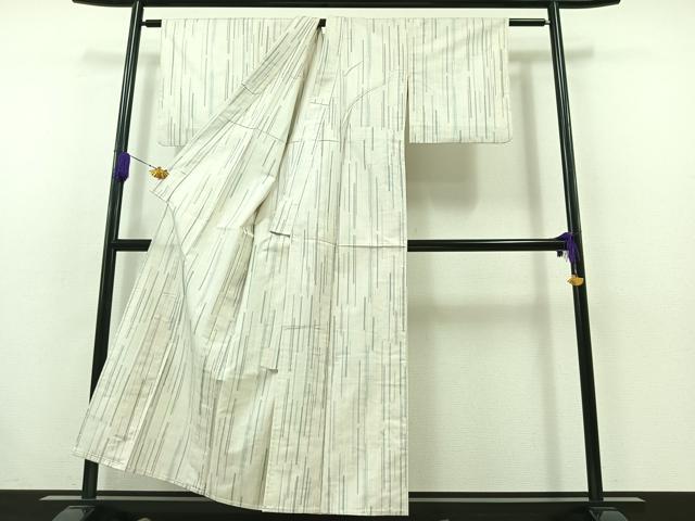 平和屋着物▽本場大島紬 白大島 単衣 9マルキ 縞 正絹 逸品 AABB7740jh