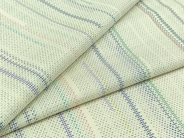 平和屋着物▽本場大島紬 白大島 単衣 9マルキ 縞 正絹 逸品 AABB7740jh