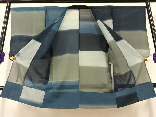 平和屋着物▽道行コート スリーシーズン 春夏秋 塵除け 横段文 正絹 逸品 未使用 AABB7742jh