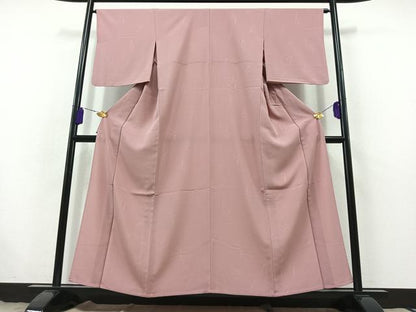 平和屋着物▽上質な色無地 単衣 桃花色 正絹 逸品 AABB7743jh