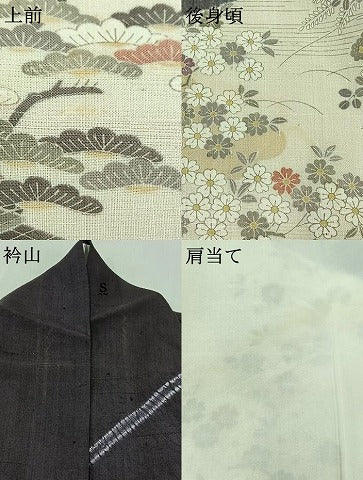 平和屋着物▽染織の名門　しょうざん　生紬　訪問着　単衣　風景花文　金彩　正絹　逸品　AABB7744jh