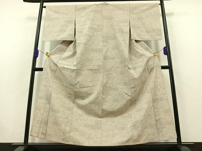 平和屋着物▽結城紬 単衣 100亀甲 草花文 正絹 逸品 AABB7747jh
