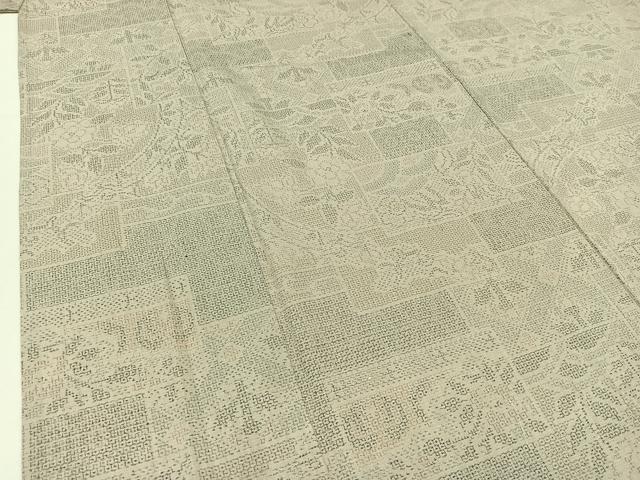 平和屋着物▽結城紬 単衣 100亀甲 草花文 正絹 逸品 AABB7747jh