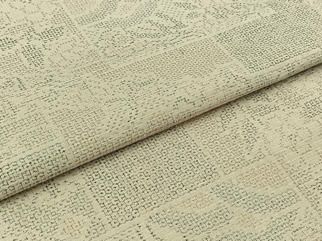 平和屋着物▽結城紬 単衣 100亀甲 草花文 正絹 逸品 AABB7747jh