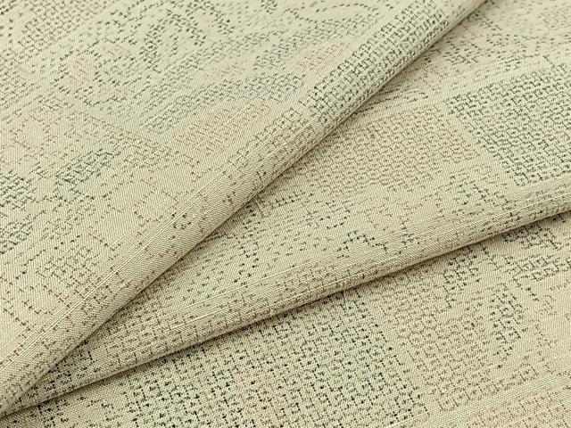 平和屋着物▽結城紬 単衣 100亀甲 草花文 正絹 逸品 AABB7747jh