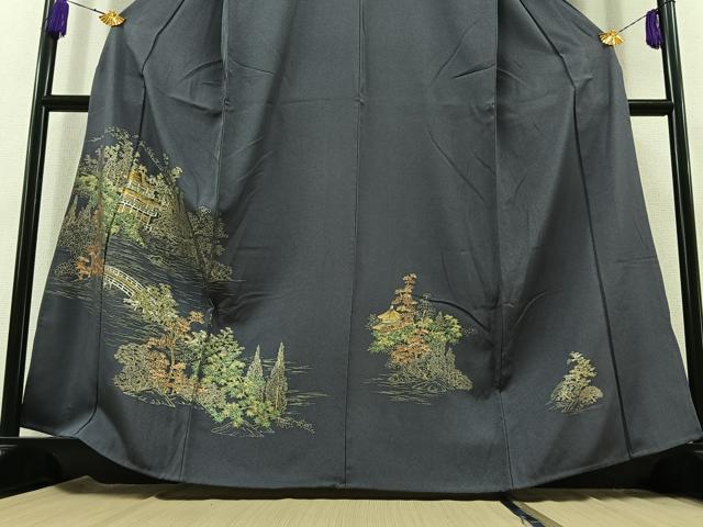 平和屋着物▽訪問着 単衣 風景文 金銀彩 正絹 逸品 AABB7748jh