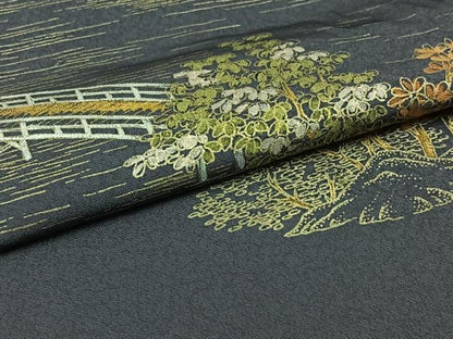 平和屋着物▽訪問着 単衣 風景文 金銀彩 正絹 逸品 AABB7748jh