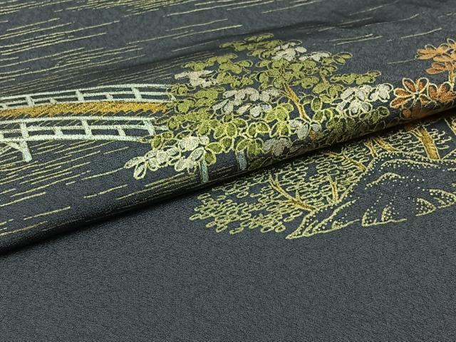 平和屋着物▽訪問着 単衣 風景文 金銀彩 正絹 逸品 AABB7748jh