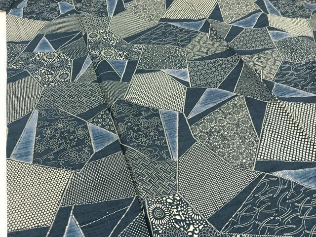 平和屋着物▽上質な紬 単衣 切嵌花文 正絹 逸品 AABB7749jh