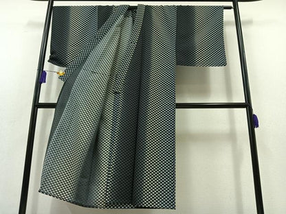 平和屋着物▽男性 小紋 単衣 王冠 洗える着物 AABB7750jh