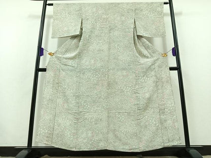 平和屋着物▽上質な小紋 単衣 花尽くし 鬼しぼ縮緬 三越扱い 正絹 逸品 AABB7756jh