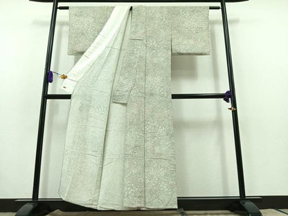 平和屋着物▽上質な小紋 単衣 花尽くし 鬼しぼ縮緬 三越扱い 正絹 逸品 AABB7756jh