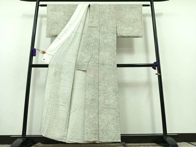 平和屋着物▽上質な小紋 単衣 花尽くし 鬼しぼ縮緬 三越扱い 正絹 逸品 AABB7756jh